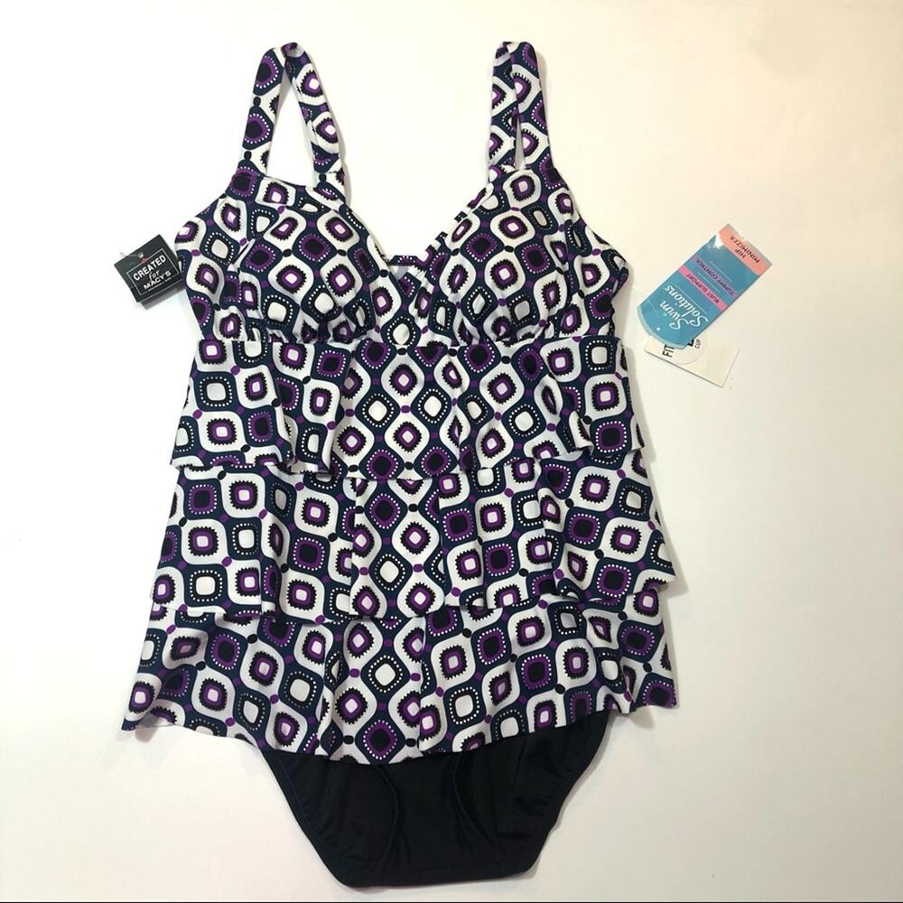 Swim Solution tiered one piece swimsuit Sz 10 - Picture 4 of 8